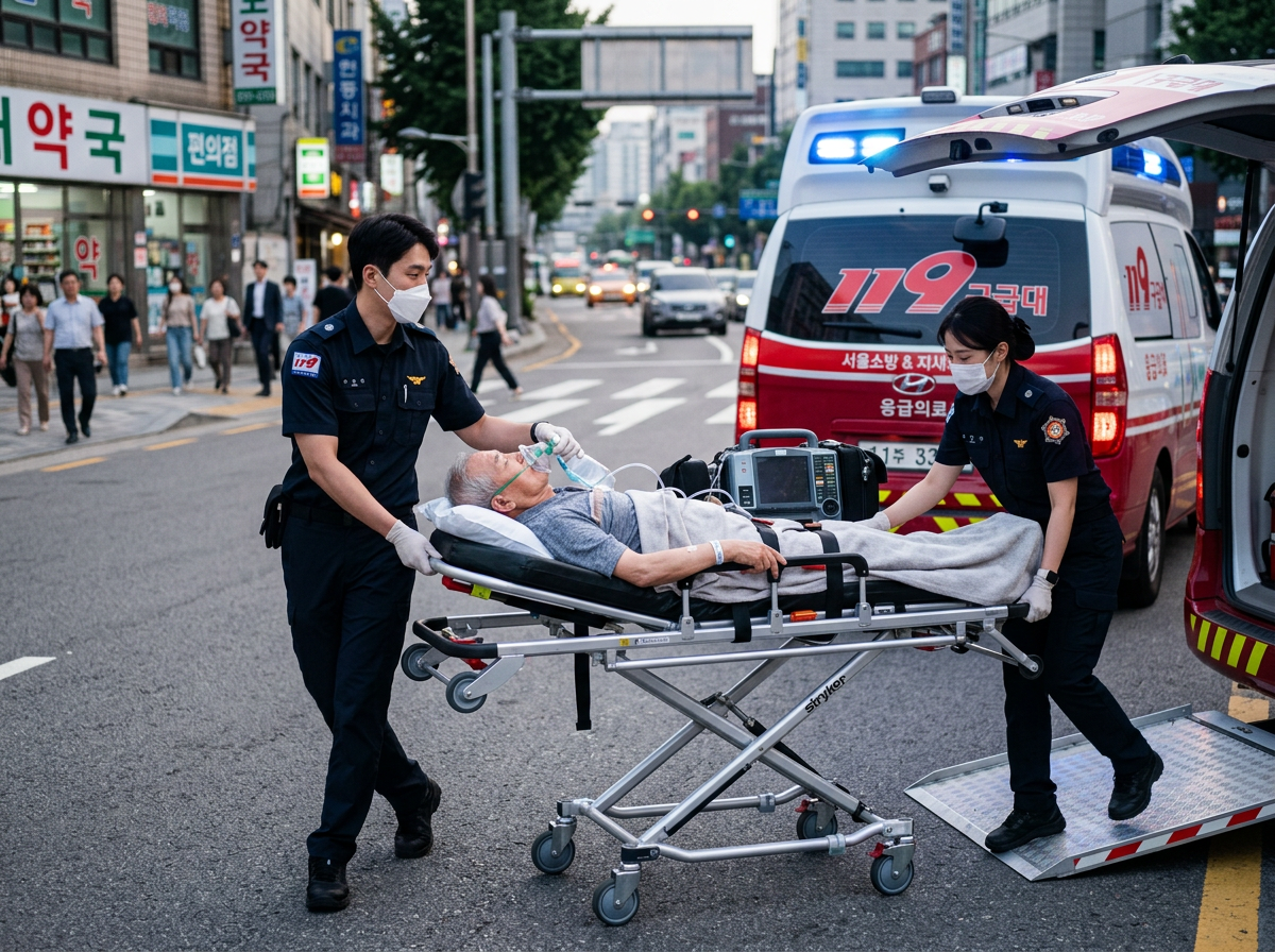 구급대원이 환자를 이송하는 모습
