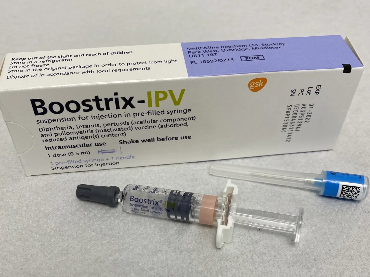Tdap-IPV 계열 백신 부스트릭스-IPV 포장과 프리필드 주사기